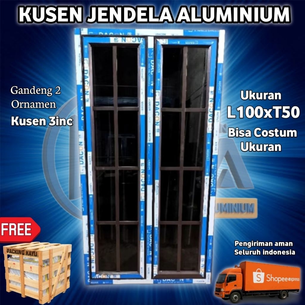 JENDELA ALUMINIUM GANDENG 2 + oranamen