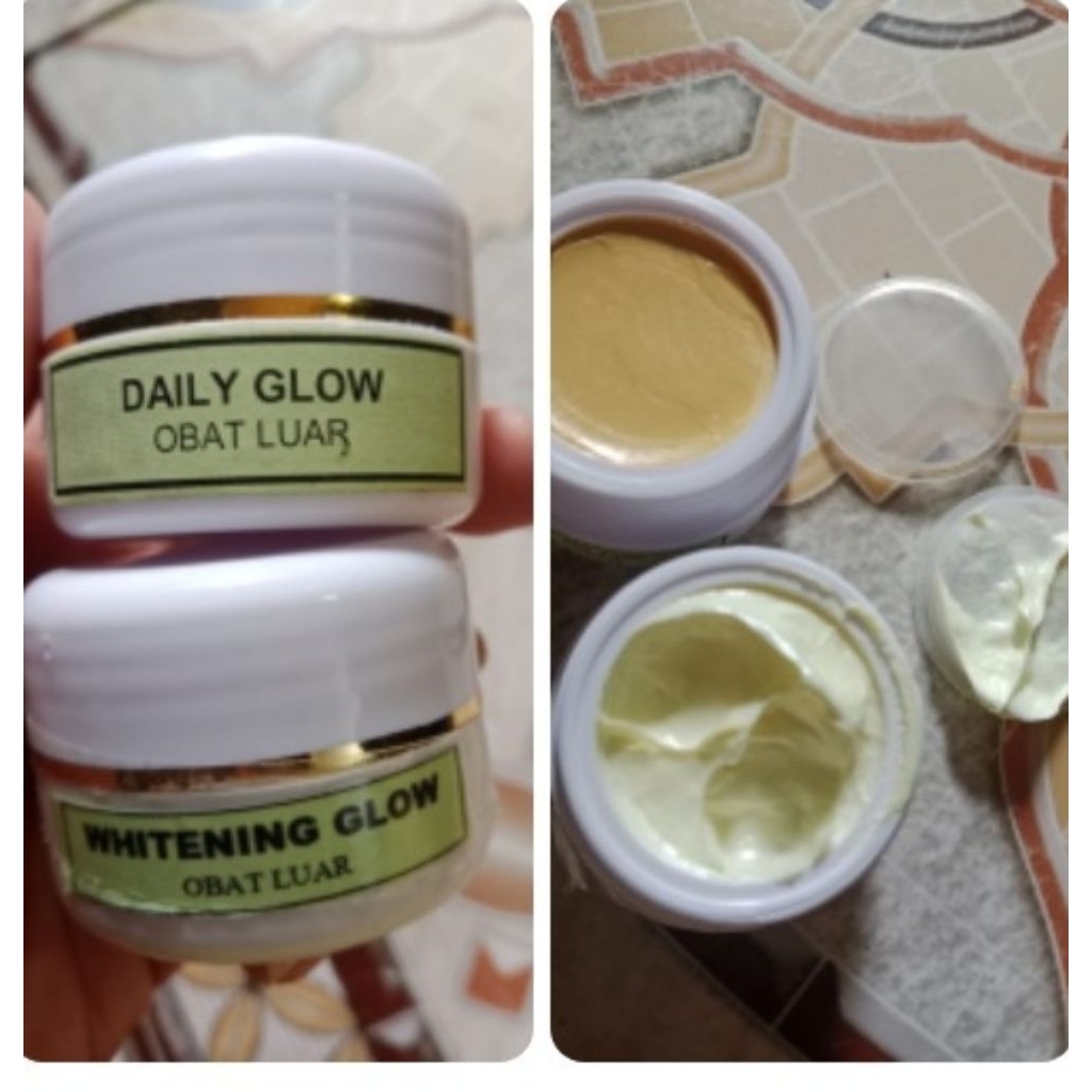 PAKET cream dayli glow kelly siang dan whitening glow cream malam
