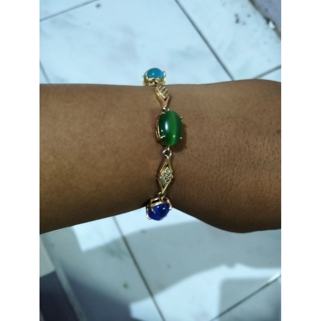 gelang emas 18k batu kalimantan