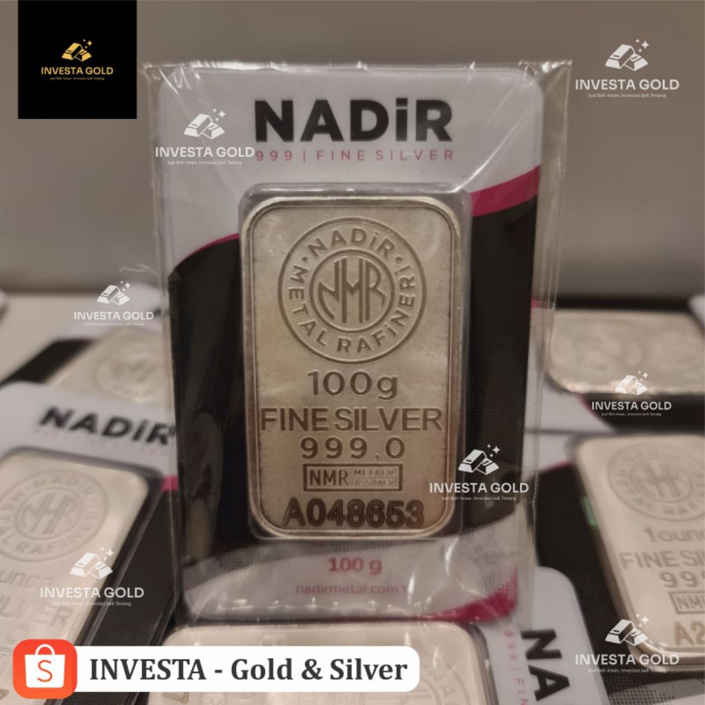 NADIR 100 Gram  - Silver Perak Batangan NADIR 100 Gram PressCard || Perak Silver Bar Import Turkey S