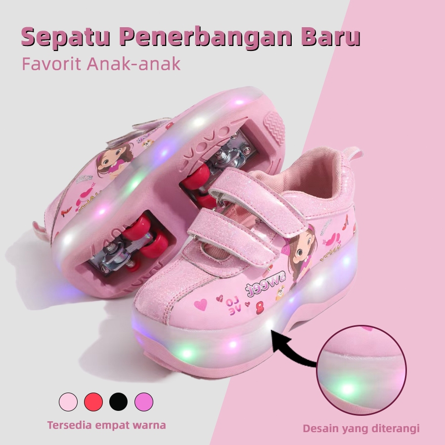 Sepatu Roda Anak 4 Roda Lampu LED / Sepatu Roda Anak Perempuan & Laki-Laki