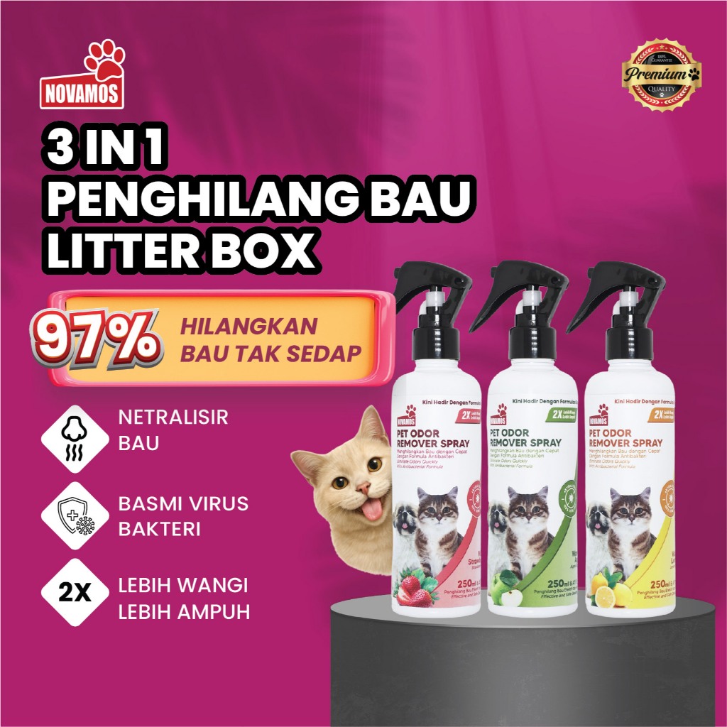 NOVAMOS Penghilang Bau Kotoran Kucing Penghilang Bau Pesing Kucing Penghilang Bau Kencing Kucing