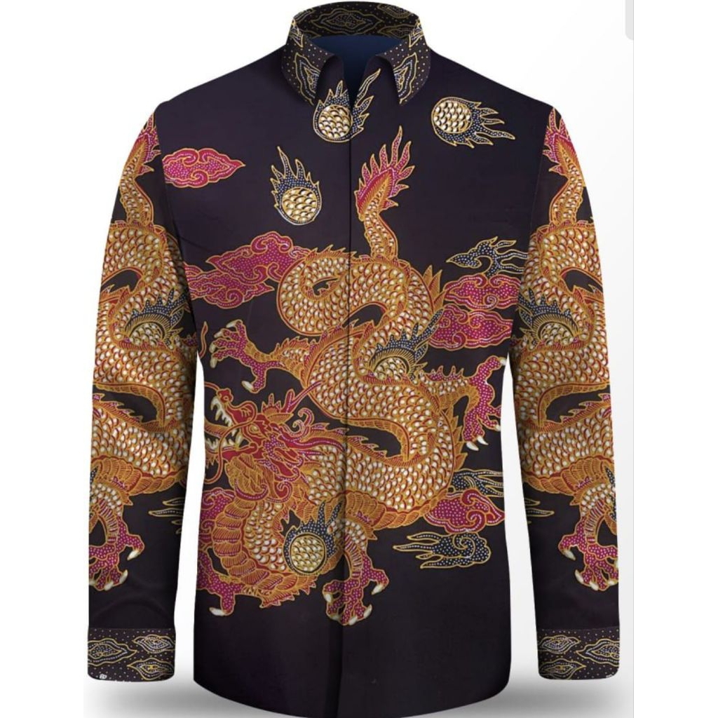 kain batik tulis pria katun motif naga burung lebah