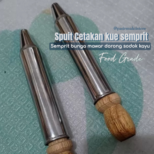 Spuit Kue Semprit Bunga Mawar Dorong – Cetakan Semprit Kayu Praktis Anti Lengket