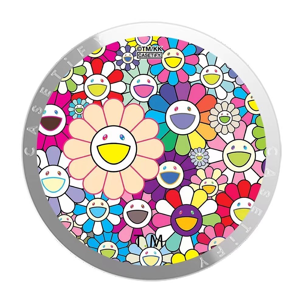 Case Co branded Murakami Takashi Smiley Sunflower Magsafe Magnetic Phone Stand Mirror Card Bag Teles