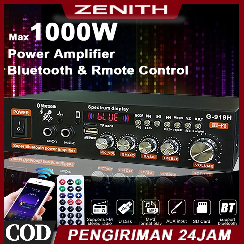 800W G919 Mini Amplifier 12V/220V FM SD HiFi bluetooth 5.0 Stereo Audio Player Power Amplifier 2 Cha