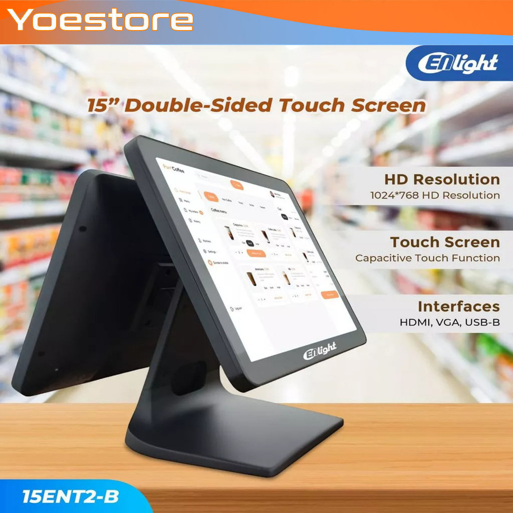 Monitor Enlight 15EN2T-B   Dual Touchscreen Monitor untuk POS system  cocok untuk sistem kasir