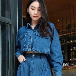 JAKET JEANS WANITA OVERSIZE / CROPTY JAKET KOREAN STYLE / ROMPI JAKET WANITA KEKINIAN