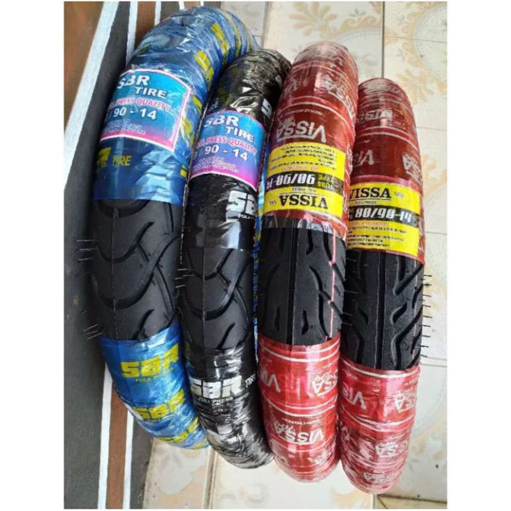 (TERMURAH) Sepasang Ban Motor Tubeless Ring 14 – Bekas Ori Copotan, Masih Tebal & Aman