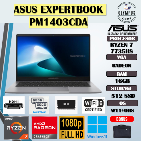 ASUS EXPERTBOOK PM1403CDA RYZEN 7 7735HS 16GB 512GB W11+OHS+M365B 14.0FHD