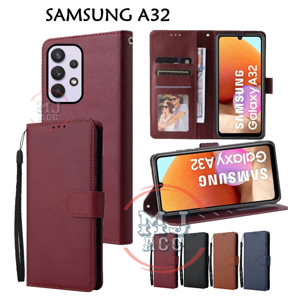 FlipCase Samsung A32 Leather Case Wallet Premium Casing Hp SAMSUNG A32 Cover Ponsel
