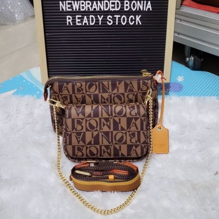 SALE tas bonia original sling shoulder bag rantai monogram 2in1