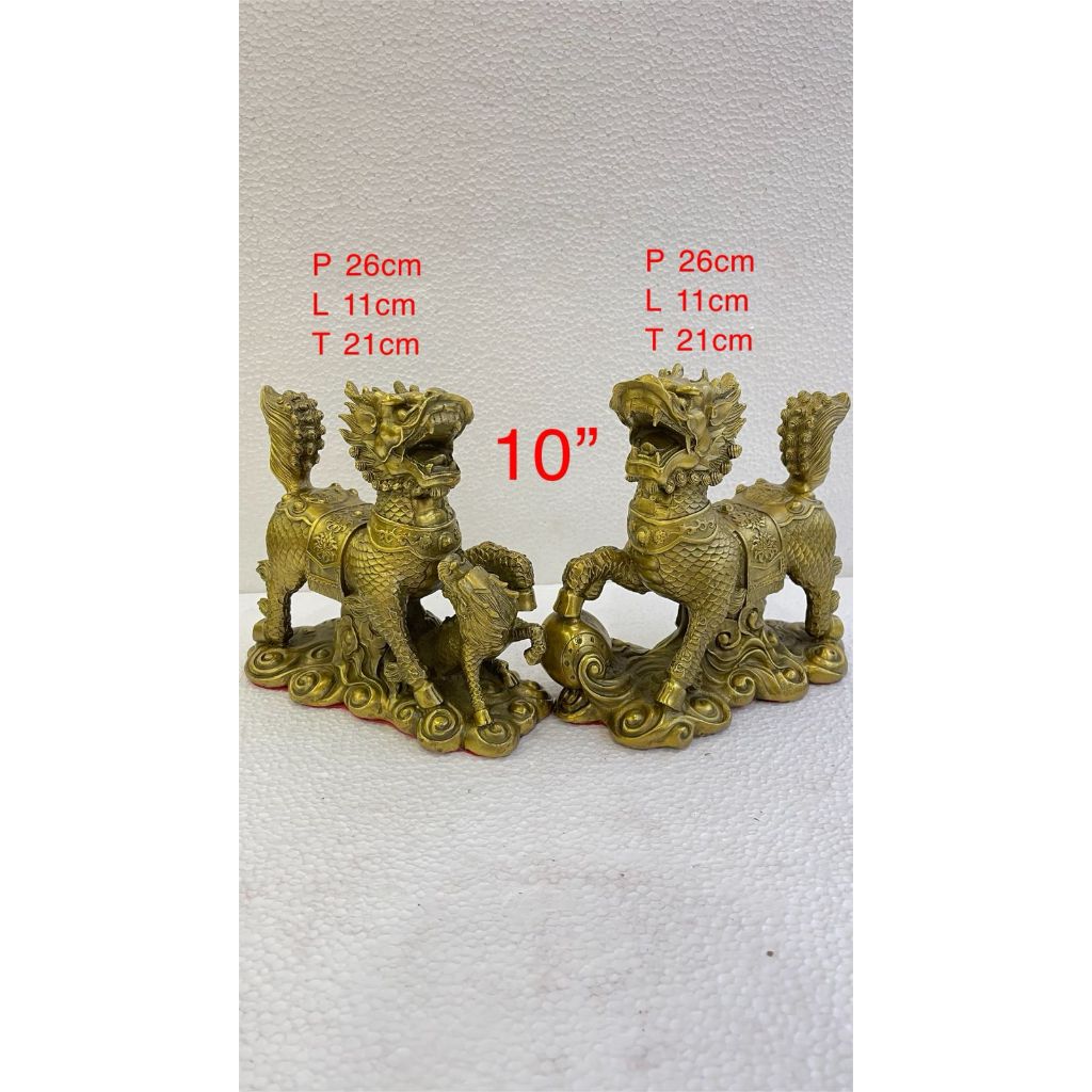 Pajangan patung qilin tembaga kuningan kecil