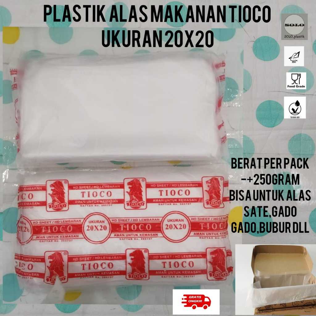 plastik lembar alas makanan tioco UK 20X20  alas bubur mi ayam