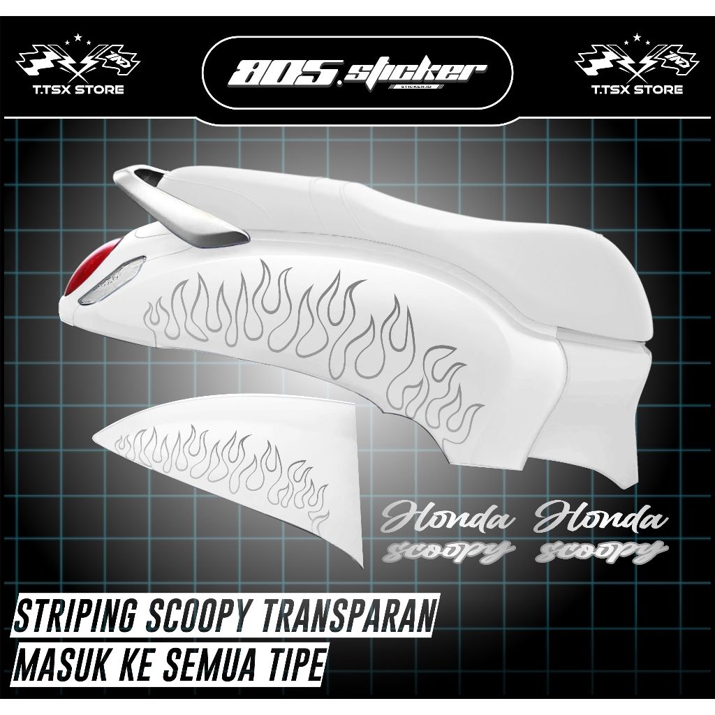 STRIPING STIKER TRANSPARAN SCOOPY/STIKER VARIASI SCOOPY/STRIPING API SCOOPY MASUK KESEMUA TIPE