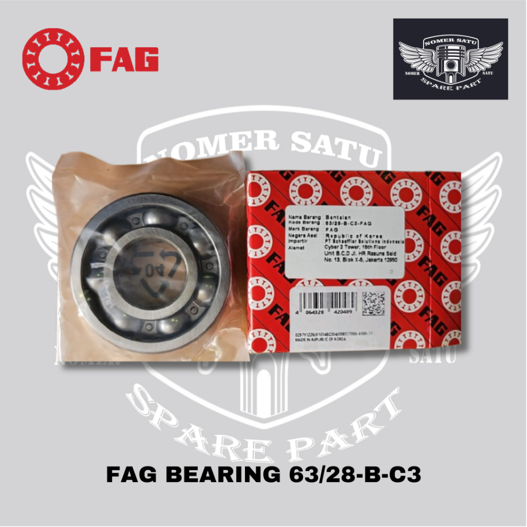 FAG BEARING 63/28-B-C3 DIAMETER DALAM 27.3 LUAR 68.2 TEBAL 18 ORIGINAL 100%