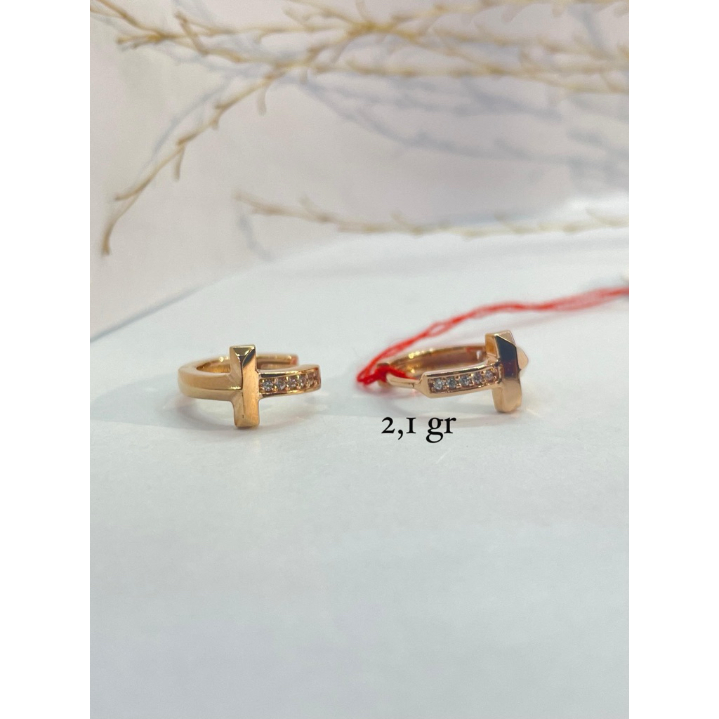 Anting T emas kadar 750% / 17,18,22k
