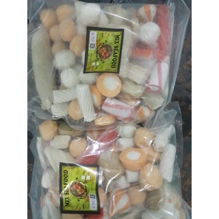 Bakso Seafood Mix 1kg  frozen – Bakso Ikan - Bakso Udang - Bakso Cumi cocok untuk Steamboat,  Seblak
