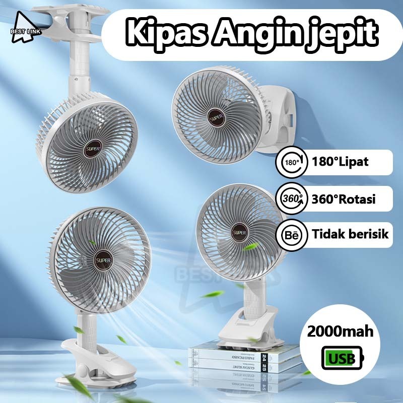 Kipas Angin Multifungsi Jepit | Kipas USB Kabel Fungsi Meja Duduk+Dinding Tembok+Jepit