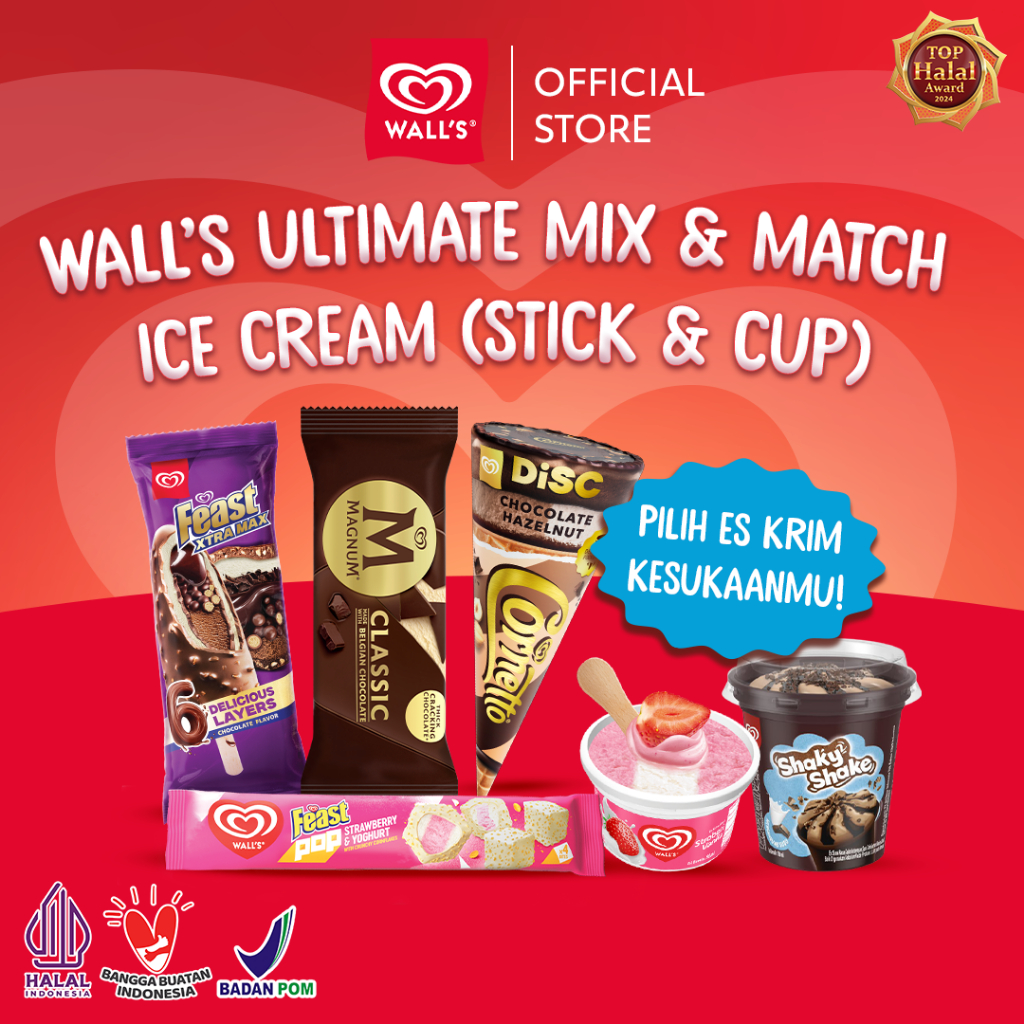 Wall's Ultimate Mix & Match Ice Cream (Stick & Cup) - Es Krim / Ice Cream Magnum Cornetto Feast Popu