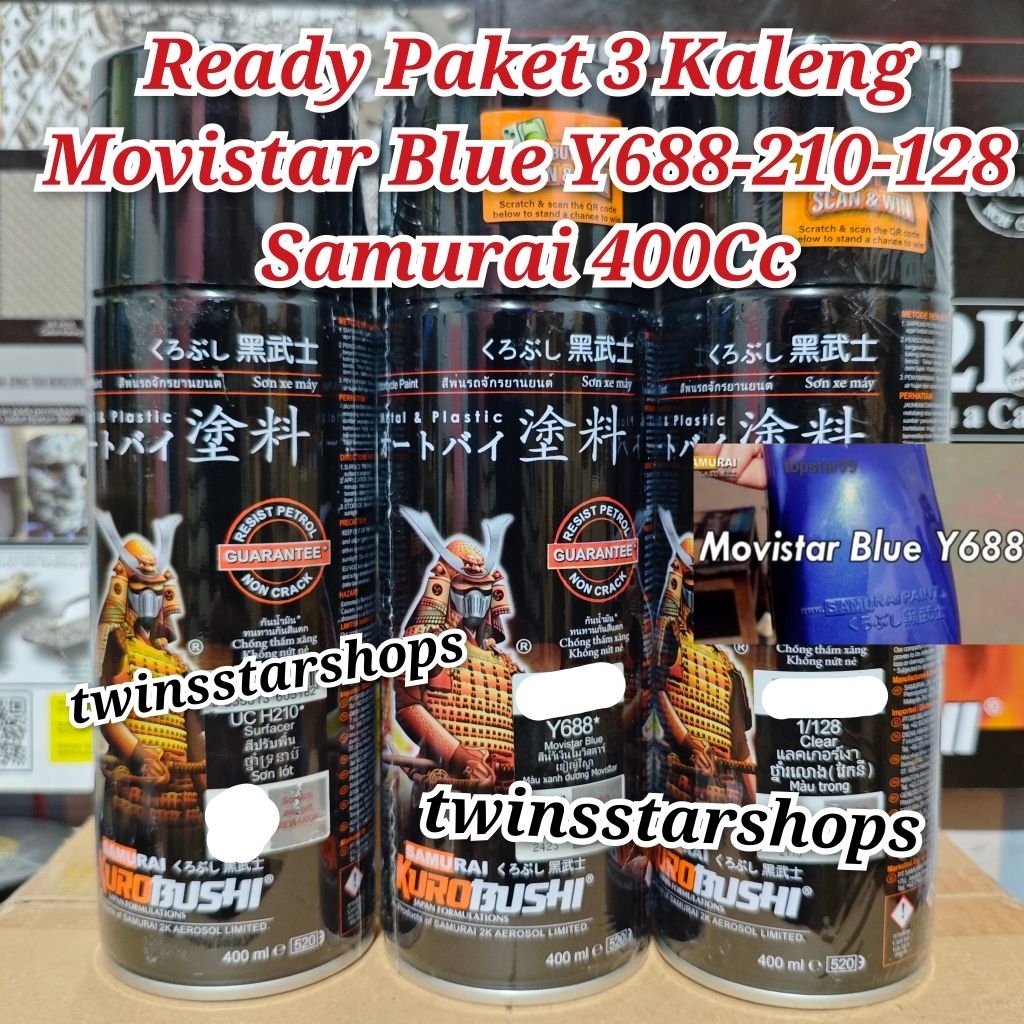 Pilok Pylox Cat Samurai Paket 3 Kaleng Movistar Blue Y688 Biru Tua Metalik 688 Epoxy Surfacer 210 Cl