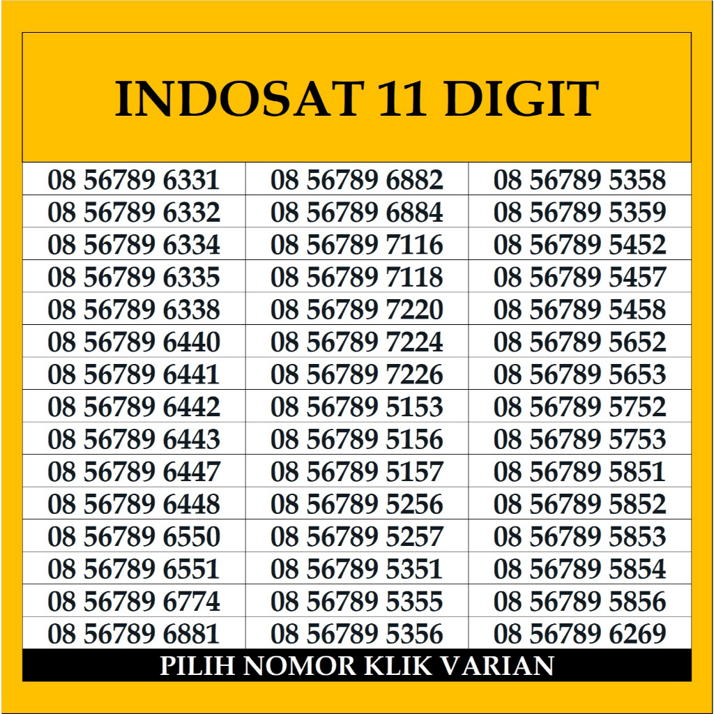 Nomor Cantik Indosat Im3 Ooredoo 11 Digit Kartu Perdana prabayar