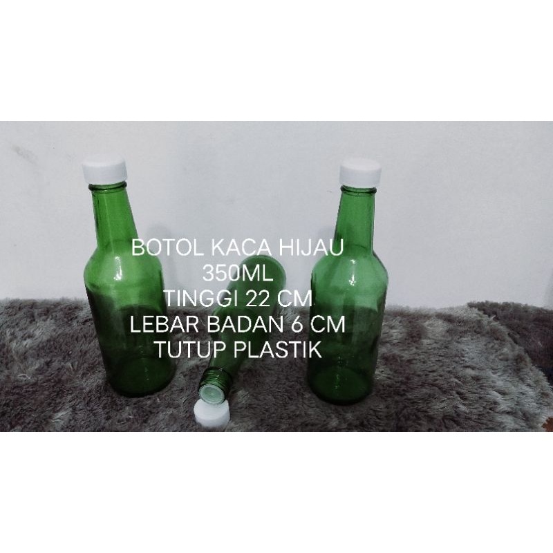 botol kaca polos 350ml botol kaca hijau 350ml tutup plastik