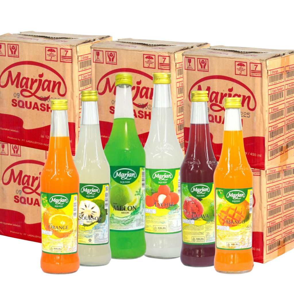 Sirup Marjan Squash Syrup 425ml Rasa Leci Mangga Stroberi Nanas Jambu