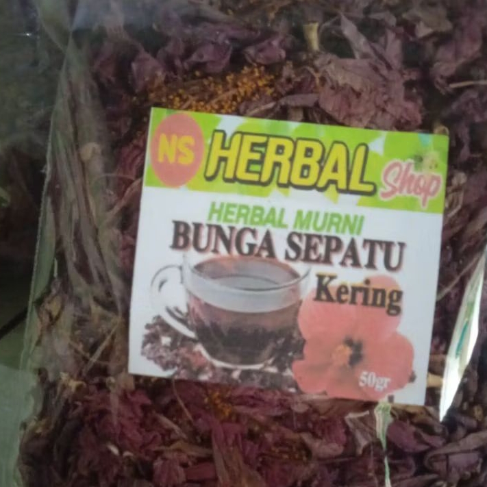 BUNGA SEPATU MERAH KERING MURNI 50Gram