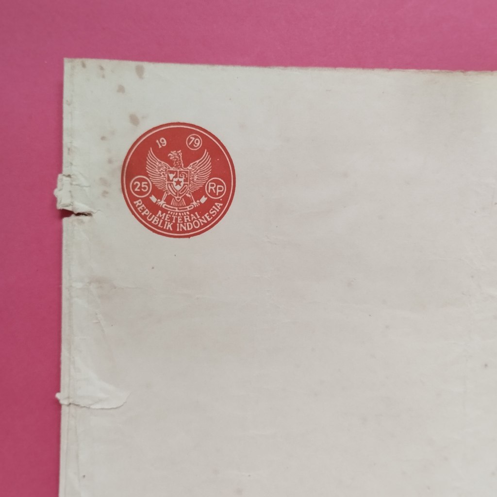 Kertas Segel Kuno Rp 25 Tahun 1979 Double