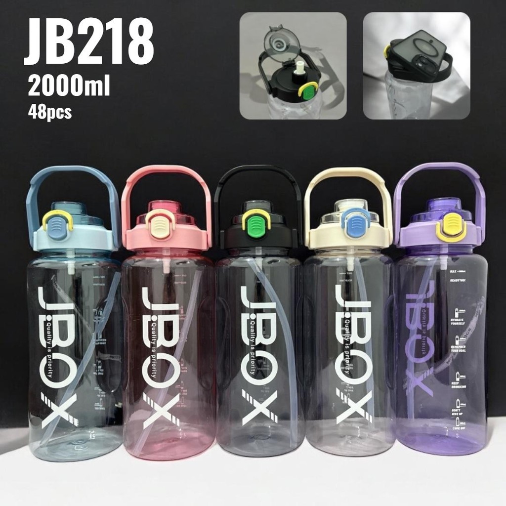 Botol Viral 2 Liter Botol Minum Bening Transparan JBOX Sport 1 Liter Bening BPA Free Besar 2L Murah