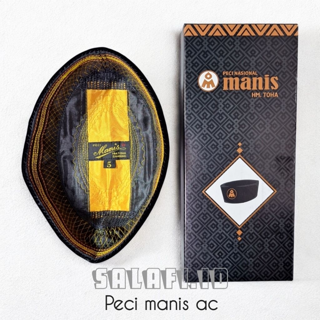 Manis HM Toha Kopiah Songkok Hitam Polos Motif AC Kopiah Tanpa Kertas