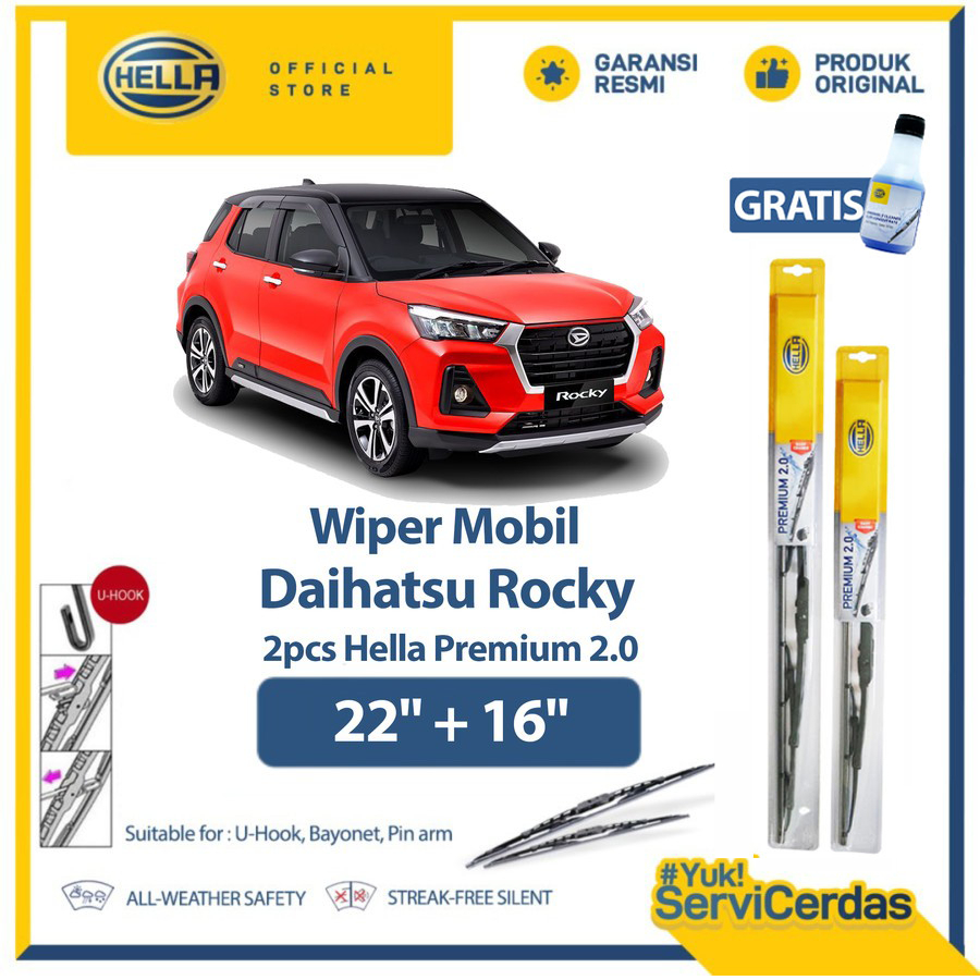 Wiper Mobil DAIHATSU Rocky 22" + 16" (2pcs) - HELLA Premium 2.0