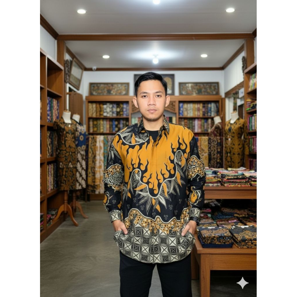 KEMEJA BATIK PRIA LENGAN PENDEK FULL FURING