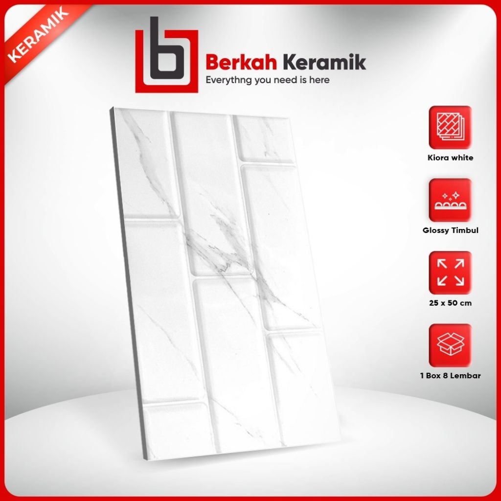 Keramik Dinding Dapur 25x50 Kiora White
