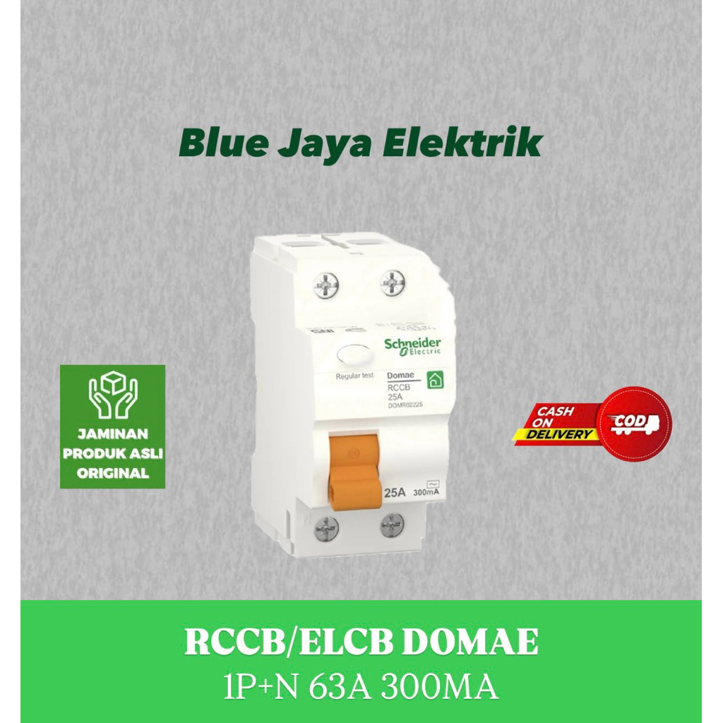 RCCB DOMAE 1P+N 63A 300Ma SCHNEIDER ORIGINAL TERMURAH