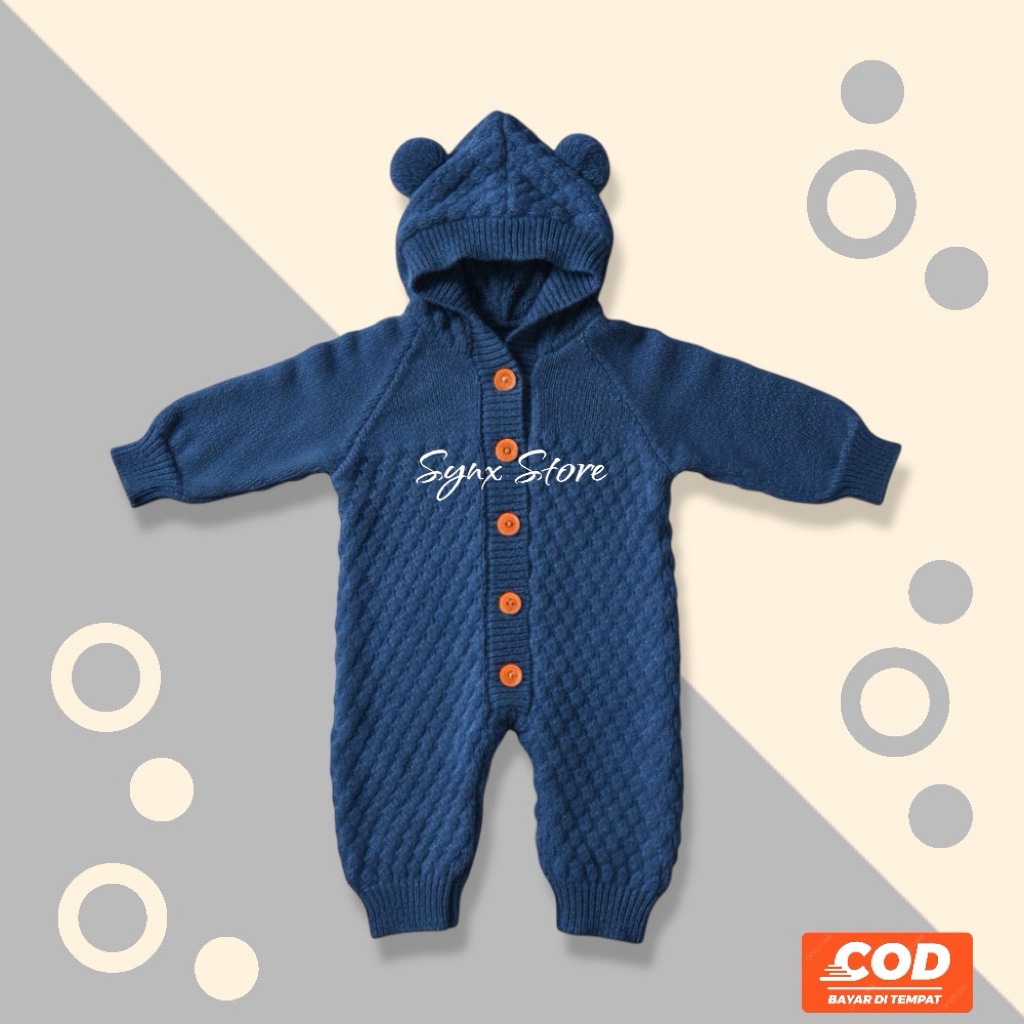 Baju Bayi Musim Dingin Jumpsuit Rajut Tebal Hangat Newborn Pakaian Anak Laki-Laki Perempuan