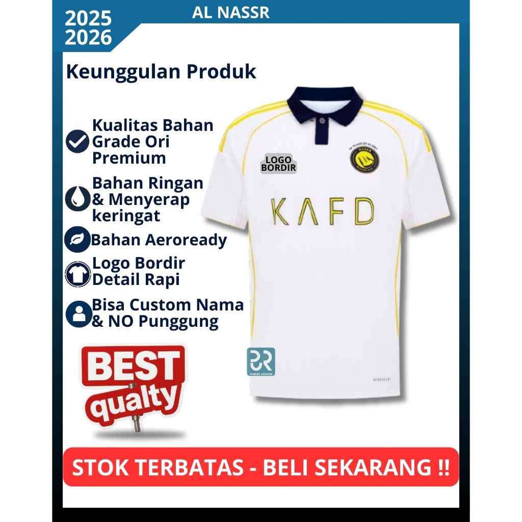 Jersey Bola Al Nassrr 3RD 2025 2026 Baju Sepak Bola Ronaldo Grade Ori Pria