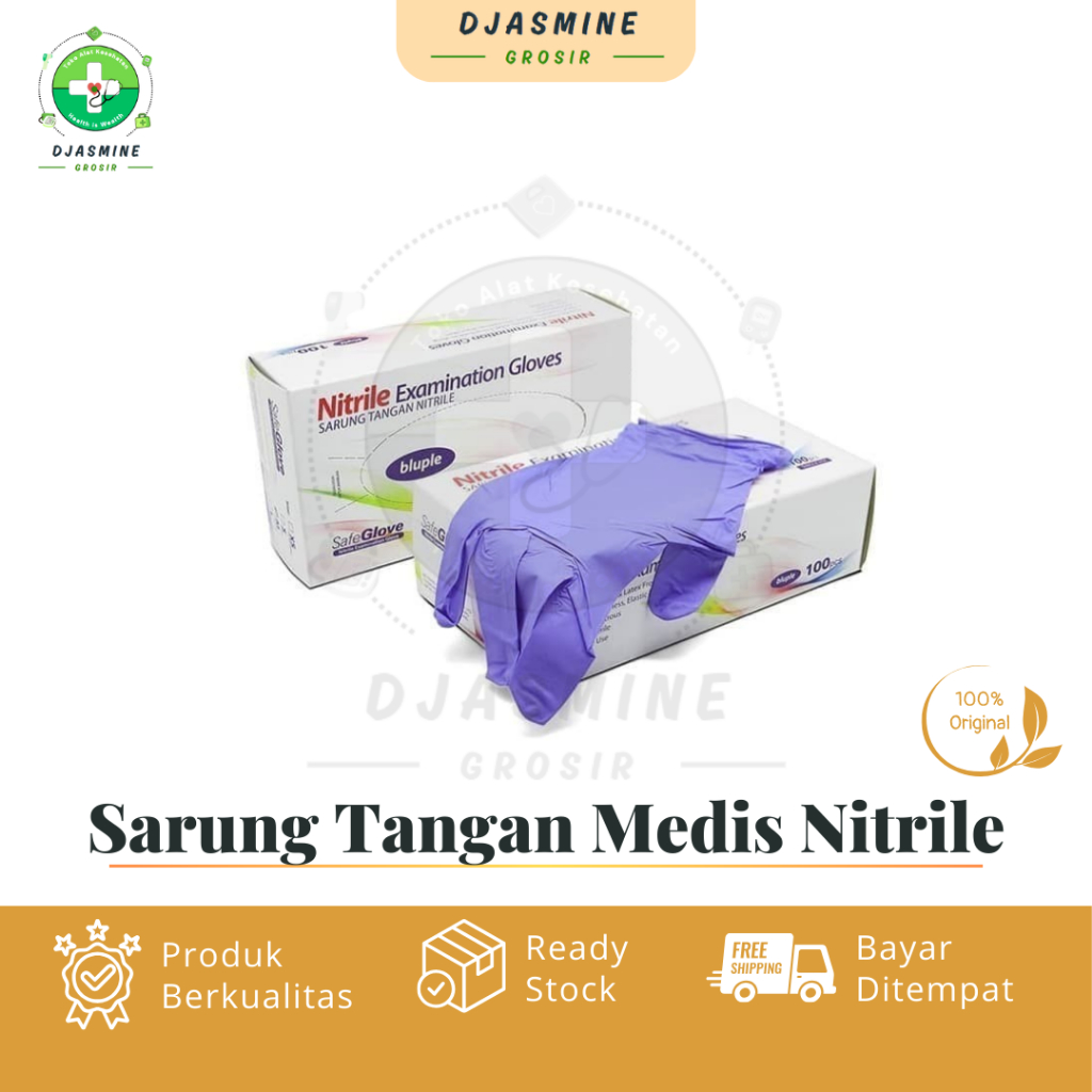 Sarung Tangan Medis Nitrile Blueple OneMed box isi 100pcs/ Nitril Safeglove