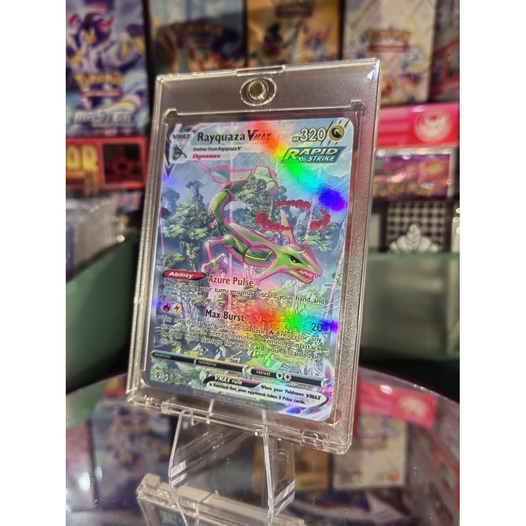 Rayquaza Vmax Kartu Pokemon - Custom Card + Magnetic Case and stand