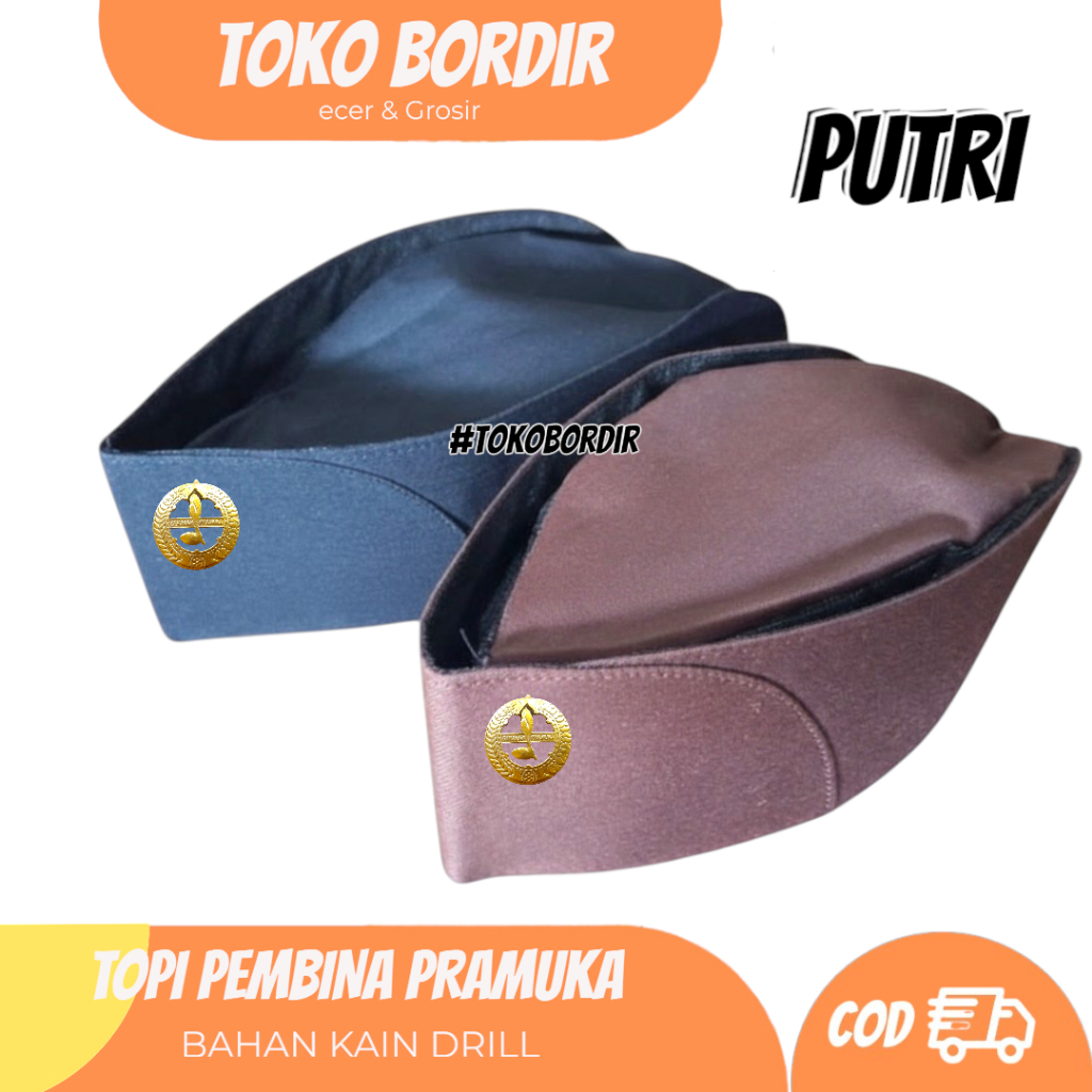 Peci pembina Pramuka + pin pembina bahan kain
