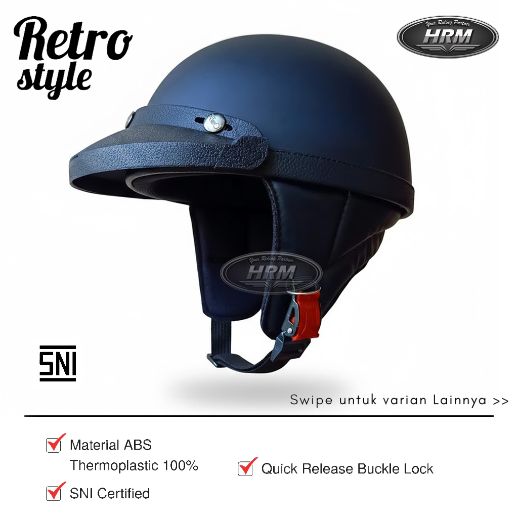 Helm Chip Hitam Polos - Helm Chip Vintage - Helm Custom