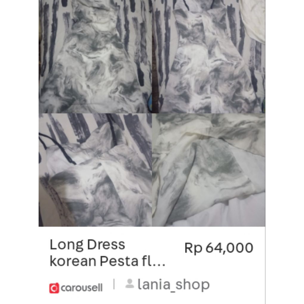Long Dress Korean Party Floral White-Grey