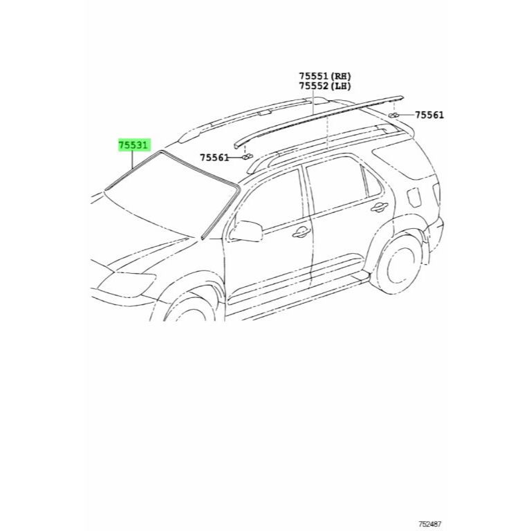 karet moulding kaca besar depan fortuner hilux 2006 2007 2008 2009 2010 2011 2012 2013 2014 2015 ori