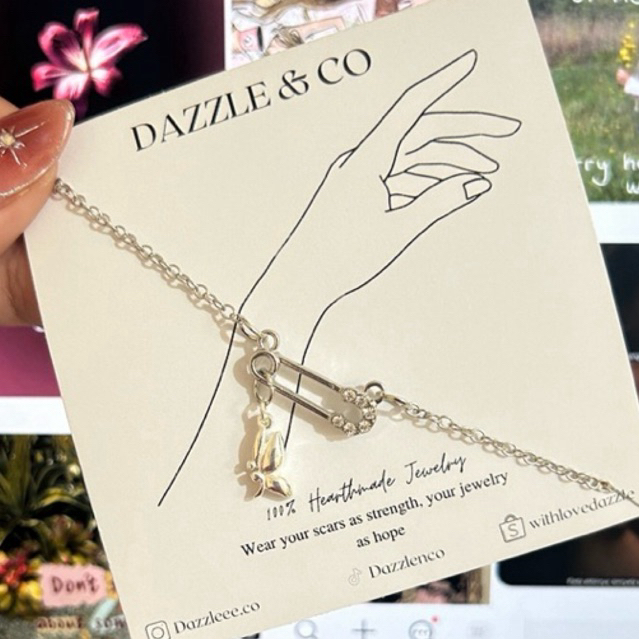 Safety Pin Semicolon Butterfly bracelet gelang Titanium KaDAZZLENCO Aksesoris Perhiasan Silver Wanit