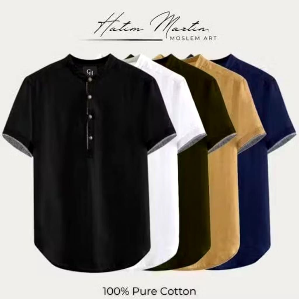 Baju koko pria dewasa koko kurta taqwa pakaian muslim lengan pendek bahan adem dan tebal