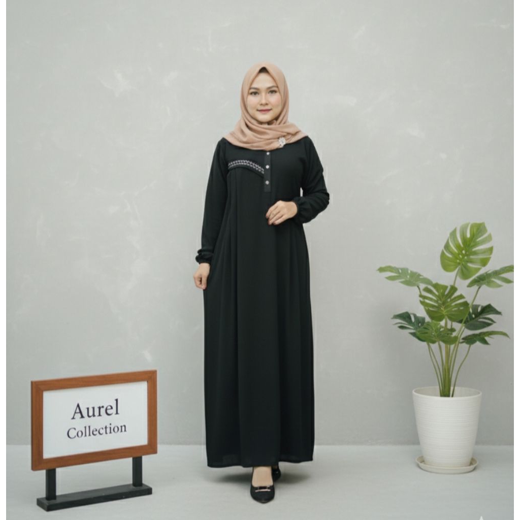 Gamis Ceruty  Terbaru 2026/Gamis Dewasa Model Lebaran/Gamis Ceruty Hitam
