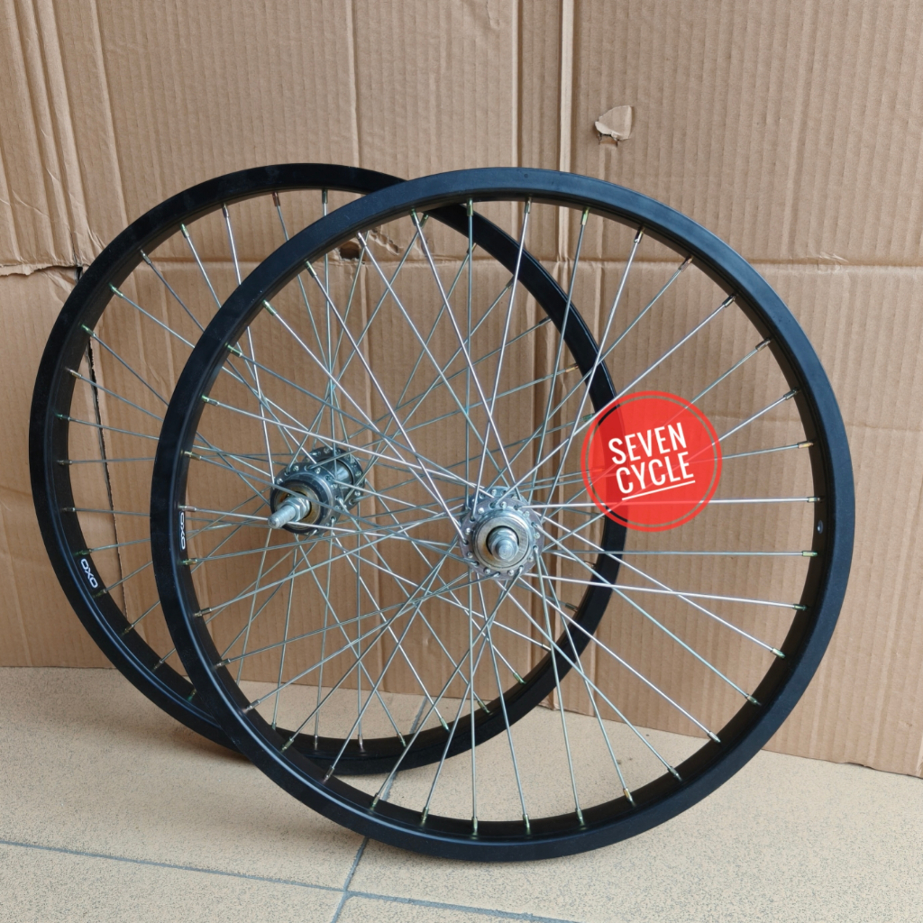 Wheelset/velg alloy hitam komplit jadi  Sepeda 20inch