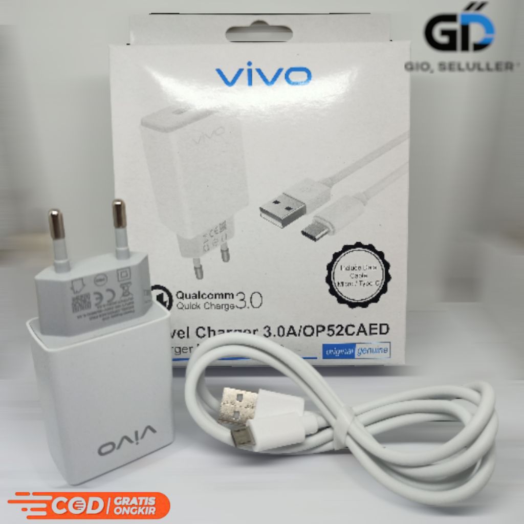 CHARGER CAS CASAN MICRO USB VIVO Y12S VIVO Y20 VIVO Y20S Y20i TRAVEL CHARGER OP52CAED ORIGINAL