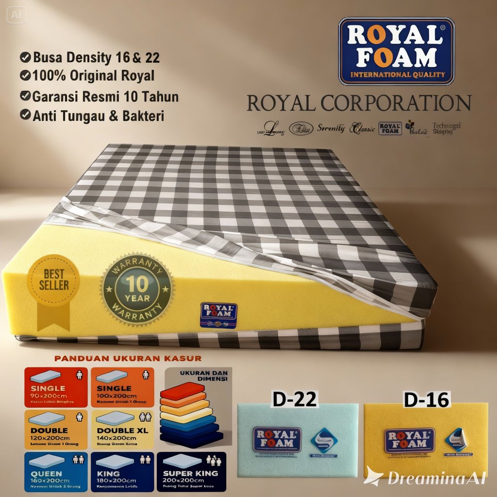 Kasur Royal Foam D22 busa Tebal 30,20.15,10cm